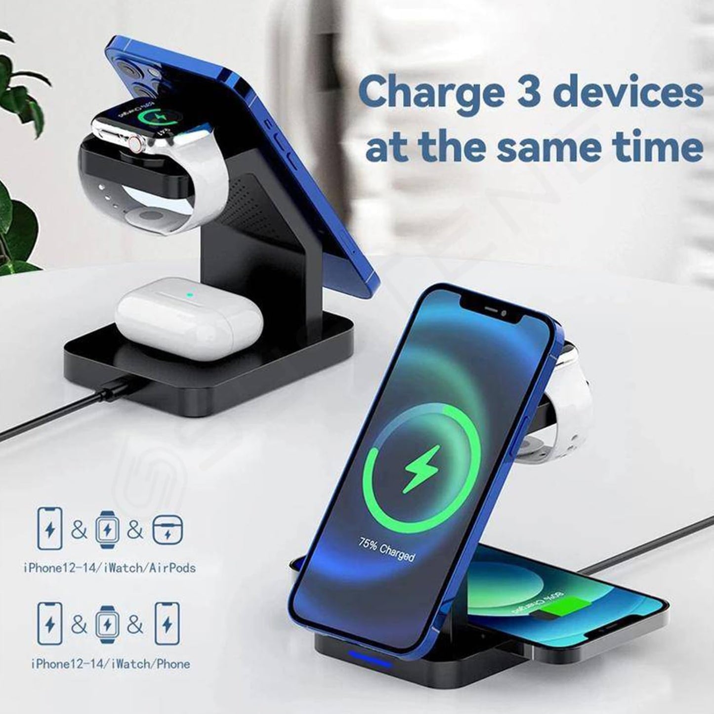 🔥 ZapChargeR2™ - Chargeur Sans Fil 3-en-1 avec Horloge LED